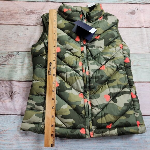 GAP Kids Girls Size Small Camouflage Heart Print Vest Water Resistant Lined NEW - Picture 11 of 11
